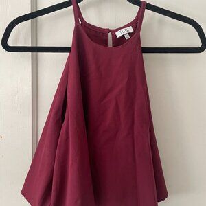 TOBI Burgundy Flowy Crop Top